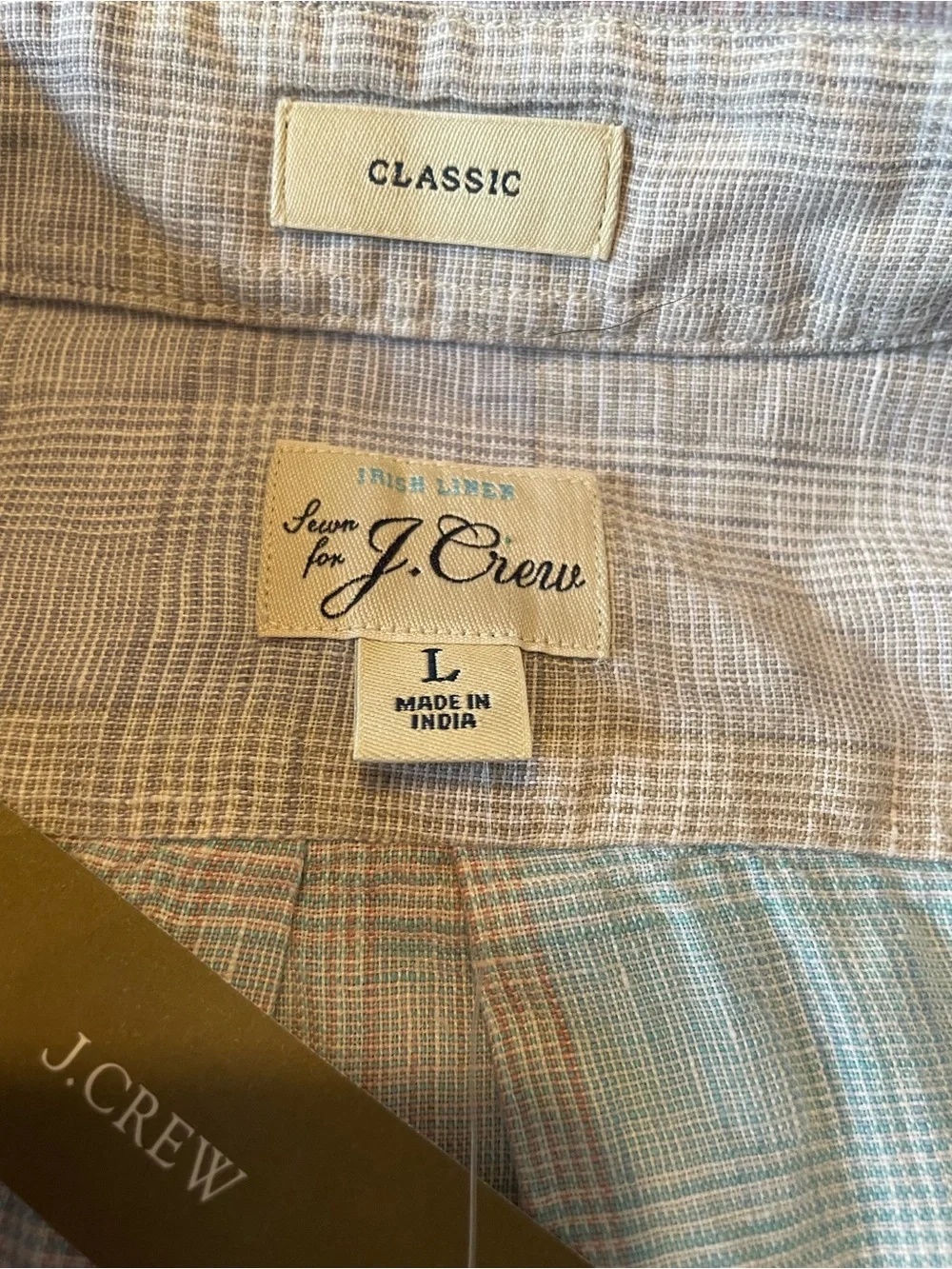 J.Crew Baird McNutt Linen Shirt Size L Pastel Plaid Classic Fit Coastal Preppy